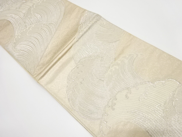 JAPANESE KIMONO / ANTIQUE FUKURO OBI / SILK / WOVEN ROUGH WAVE